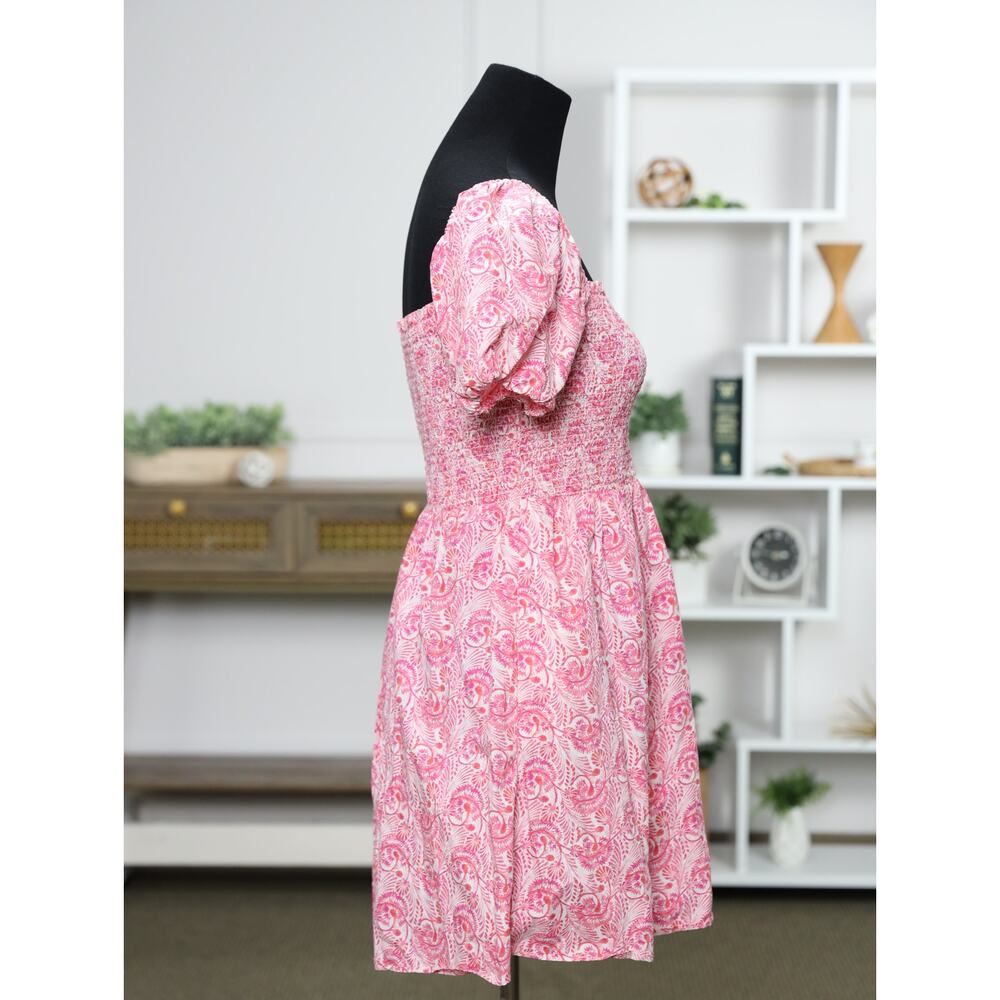 J.Crew New Pink Floral Smocked Mini Dress Puff Sleeve Cotton Coastal Romantic S - Picture 7 of 16